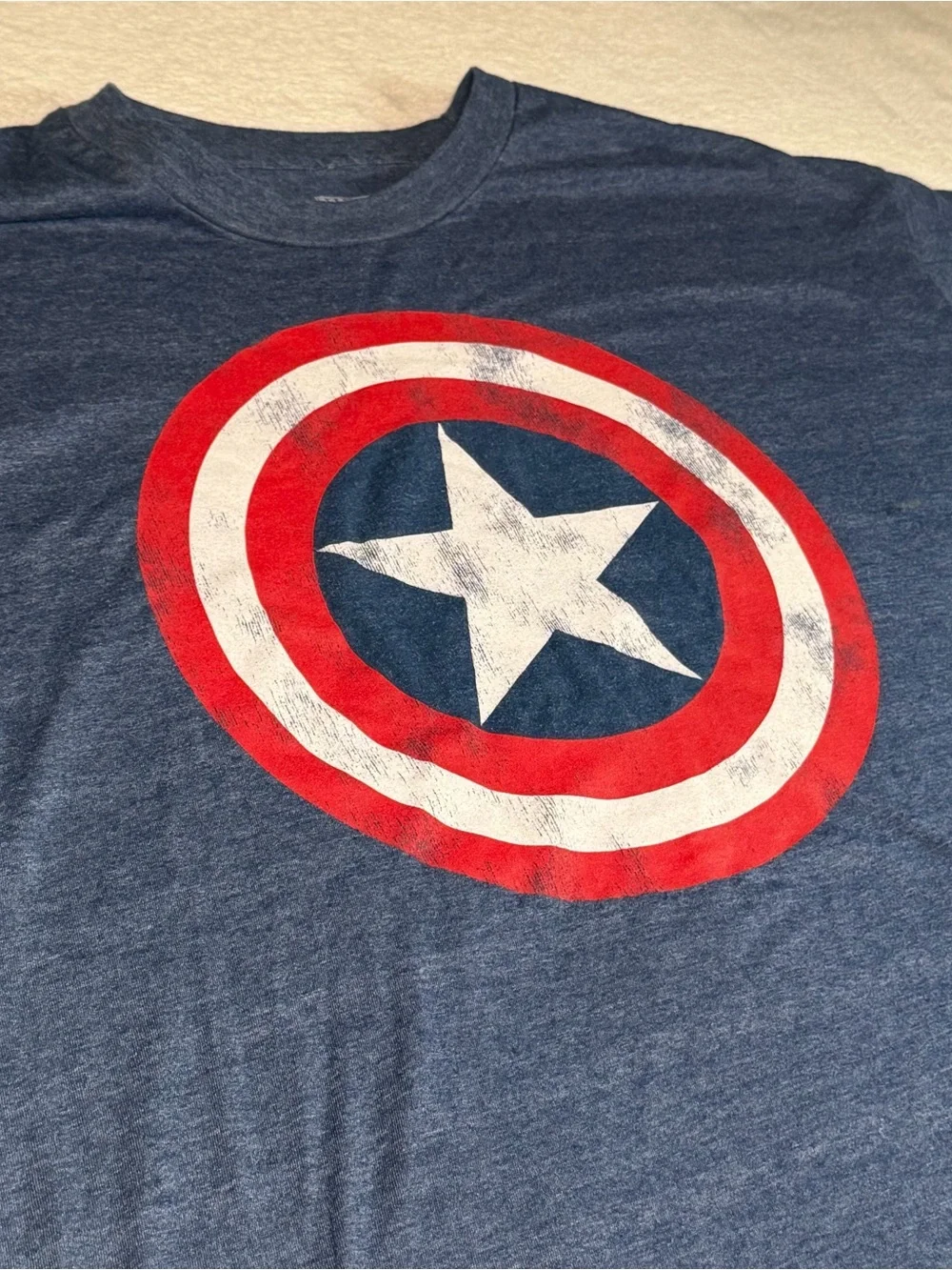 Men's Blue Captain America Shield Graphic Marvel T‑Shirt